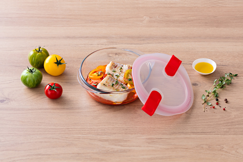 Set of 3 glass lunchboxes with steam valve lid - multi shape -Cook Heat