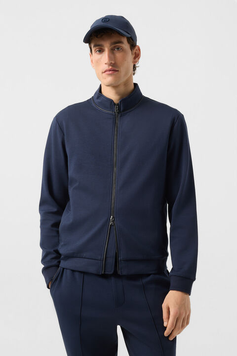Spencer Jersey Jacket In Navy Blue