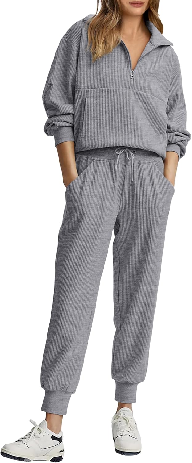 NEW ๐ฅ Women's Cotton Two-Piece Oversized Drawstring Sweatshirt Wide Leg Sweatpants Casual Set