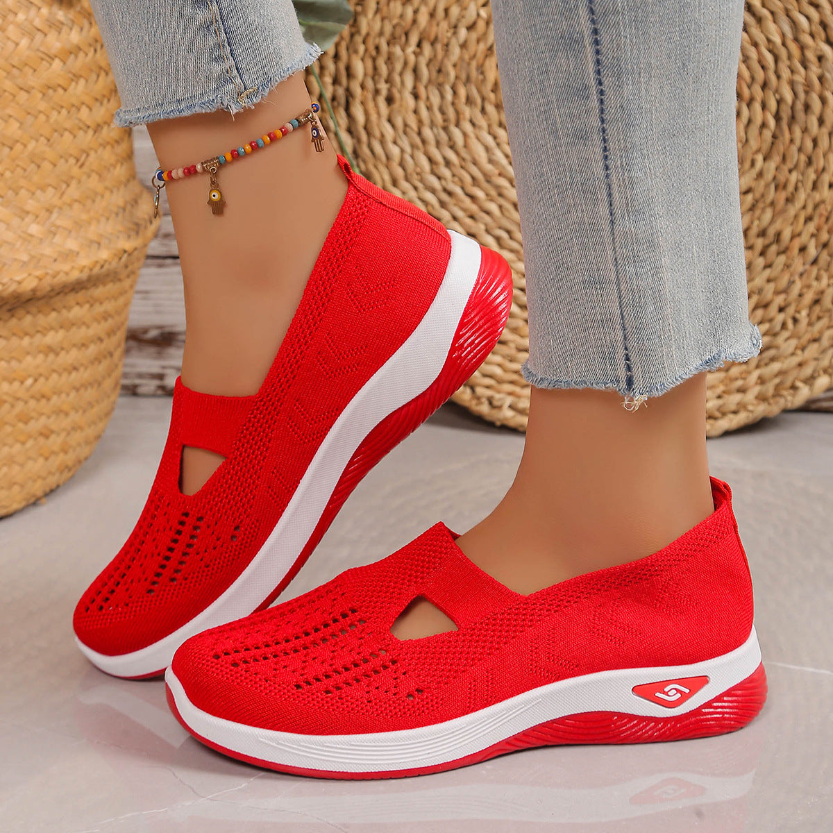 2026 Spring Summer Women's Slip-Ons | Airy Knit Fabric & All-Day Comfort