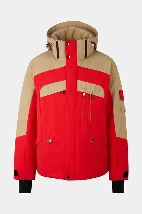 Danjo Down Ski Jacket In Red/Beige