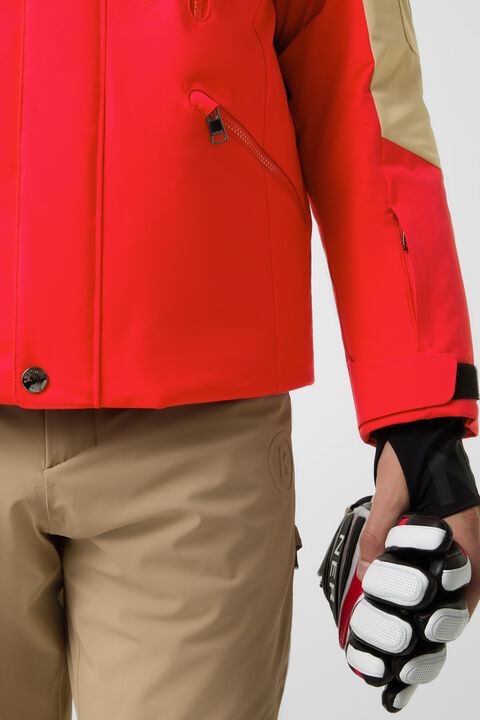 Danjo Down Ski Jacket In Red/Beige