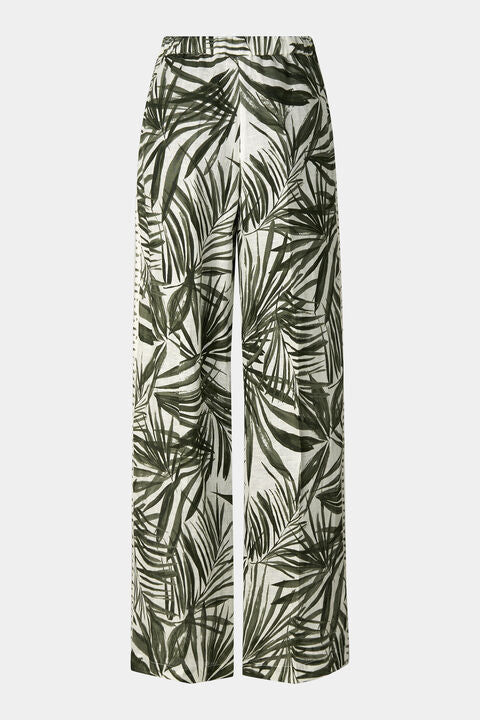 Linen Trousers Gina In Olive Green/Cream