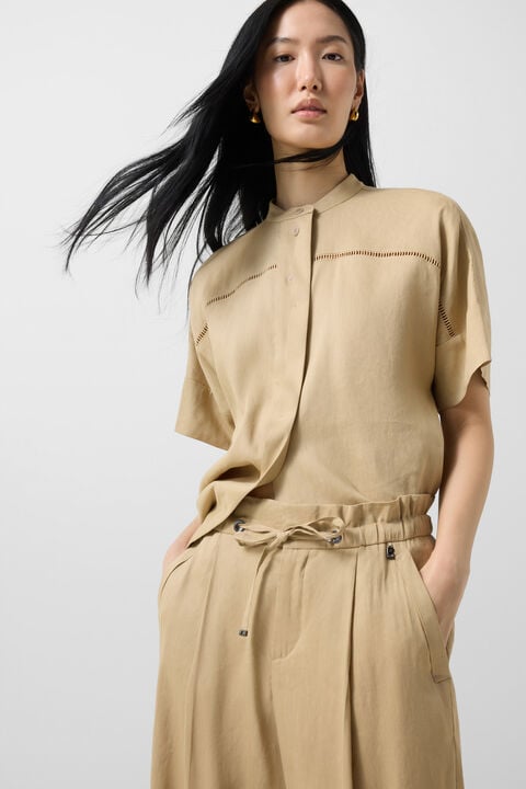 Candy Linen Blend Trousers In Camel
