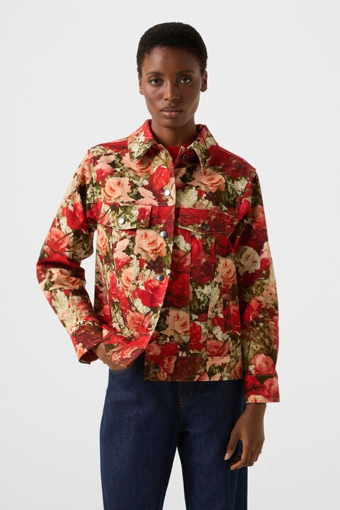 Jaclyn Denim Jacket In Red/Green