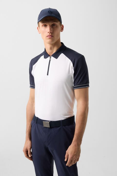 Fabius Functional Short-Sleeved Top In White/Navy Blue