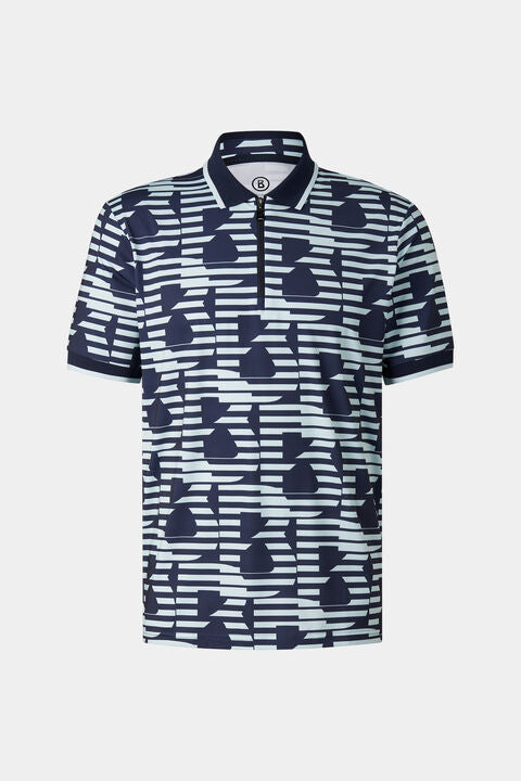 Valentin Functional Short-Sleeved Top In Navy Blue/Light Blue