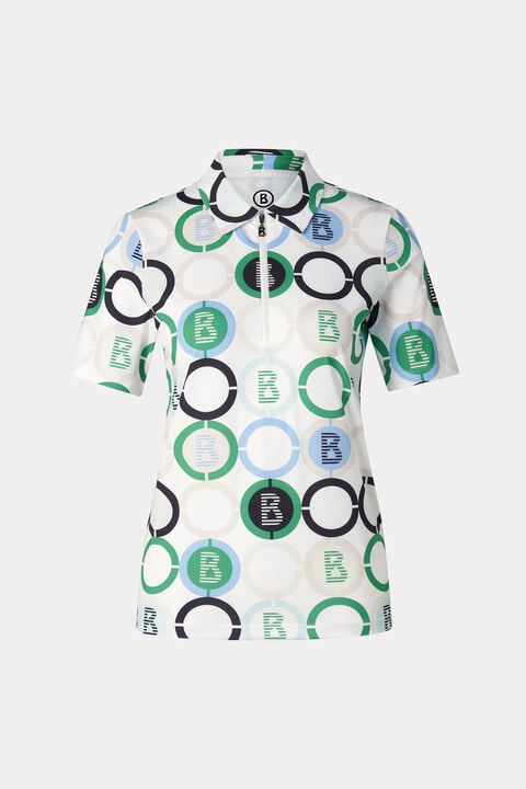 Taya Functional Short-Sleeved Top In Green/Blue/Off-White