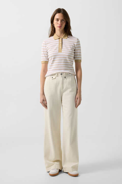 Wendy Polo Shirt In Camel/Off-White