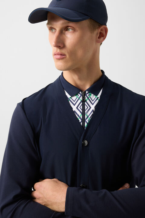 Dario Sweat Cardigan In Navy Blue