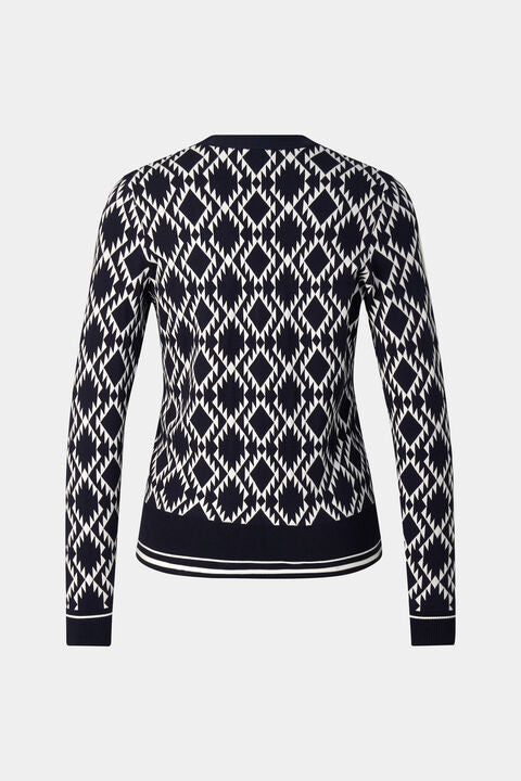 Amber Knit Jacket In Navy Blue/White