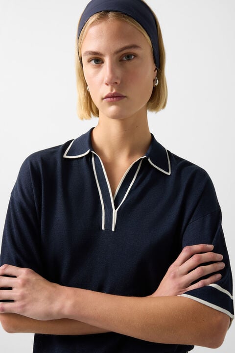 Knitted Shirt Paris In Navy Blue