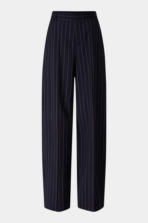 Joya Virgin Wool Trousers In Navy Blue