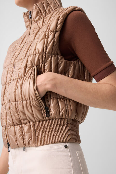 Sally Quilted Waistcoat In Camel