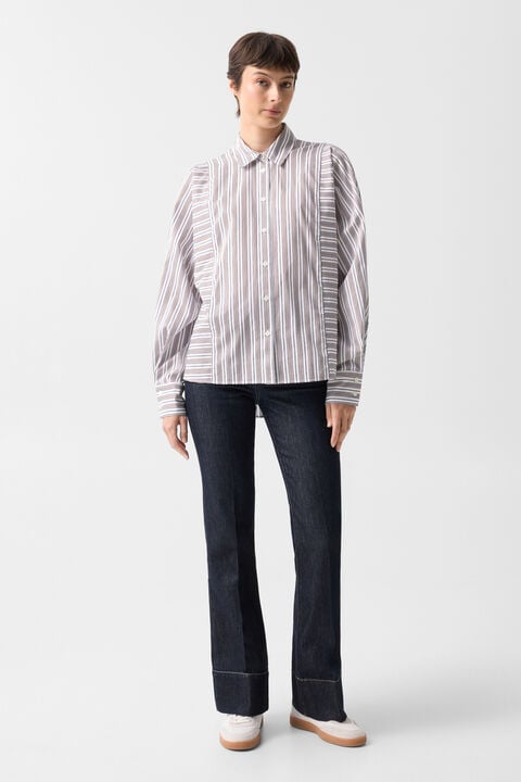Cotton Shirt Blouse Gigi In White/Brown