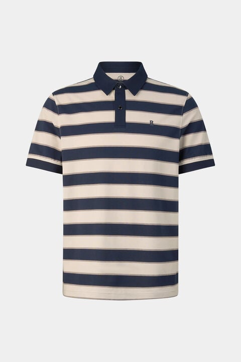 Timo Piqu¨¦ Polo Shirt In Navy Blue/Sand