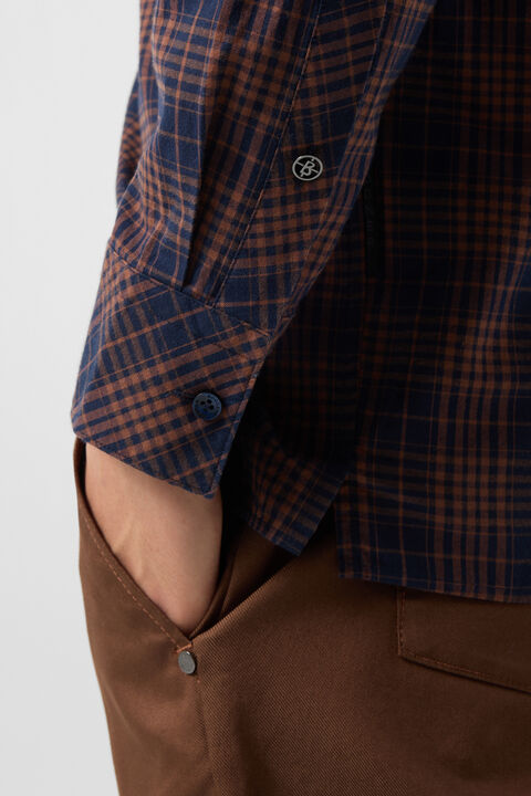 Hardy Cotton Shirt In Brown/Navy Blue