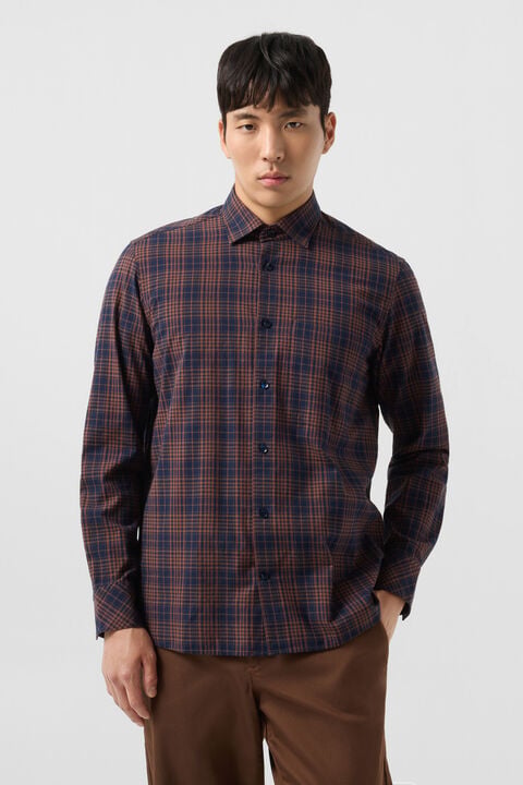 Hardy Cotton Shirt In Brown/Navy Blue