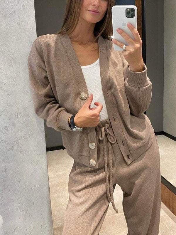 Women's Buttoned Jacket and Pants Two-piece Set (Buy 2 Free Shipping)