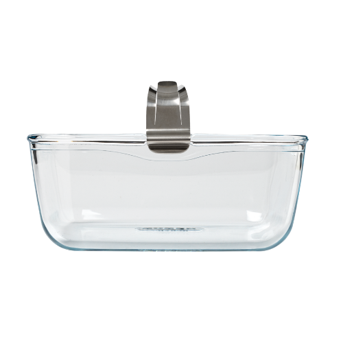 Glass airfryer dish with removable handle
