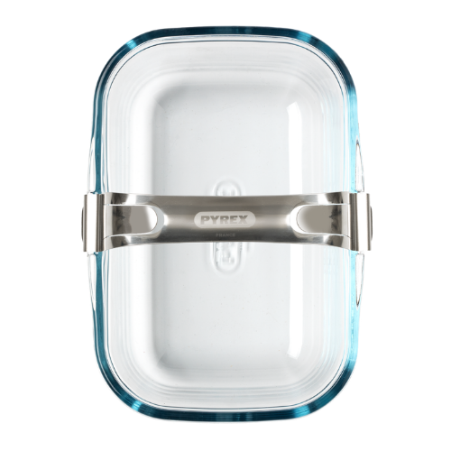 Glass airfryer dish with removable handle