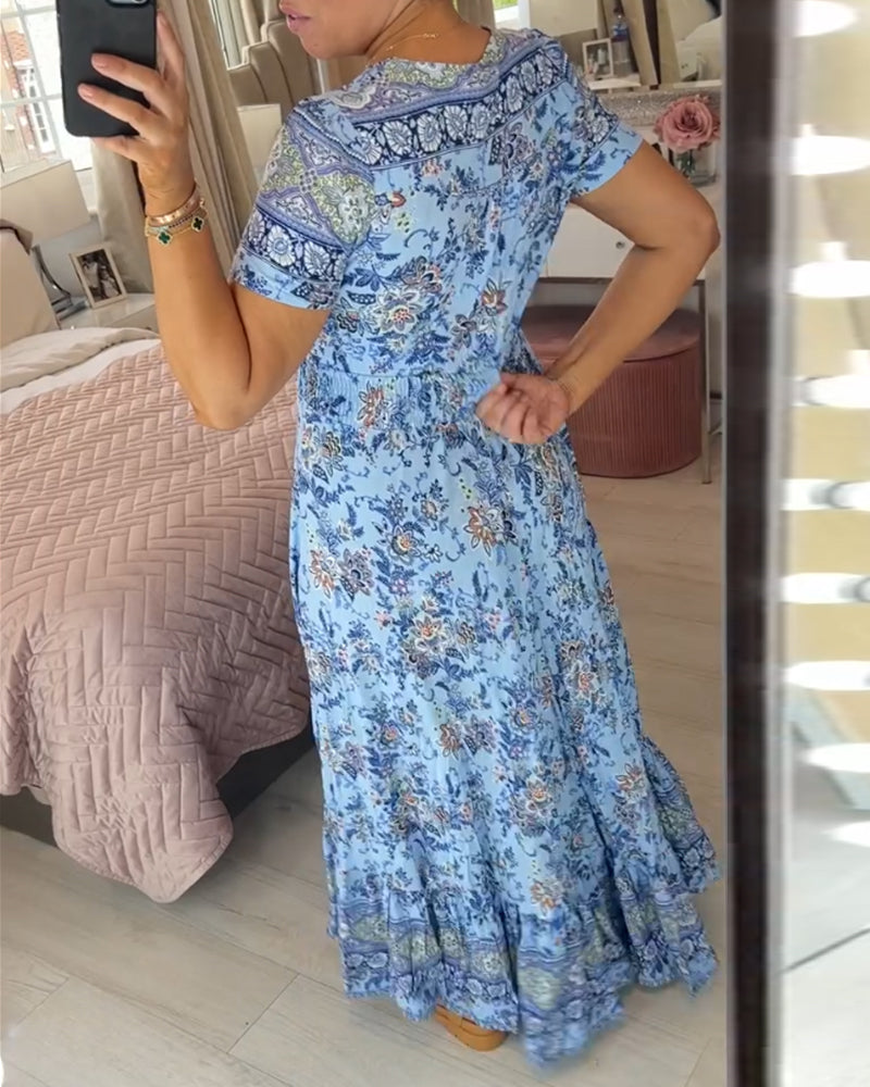 (💃Hot Sale - 45% OFF🔥)Floral print v-neck dress