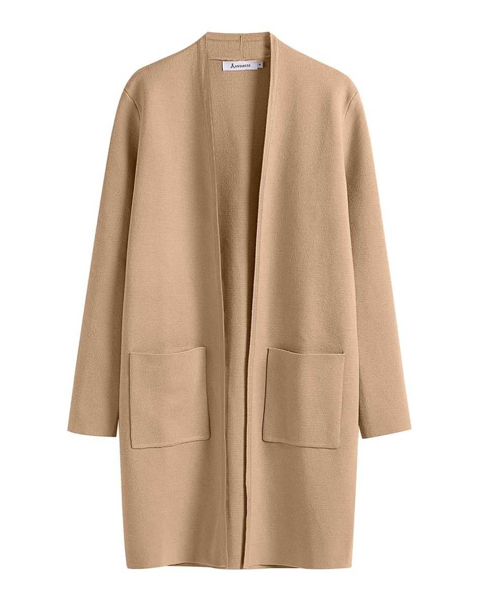 ANRABESS Cardigan Sweater for Women Casual 2023 Fall Winter Fashion Coat Long Sleeve Open Front Knit Coatigan Clothes