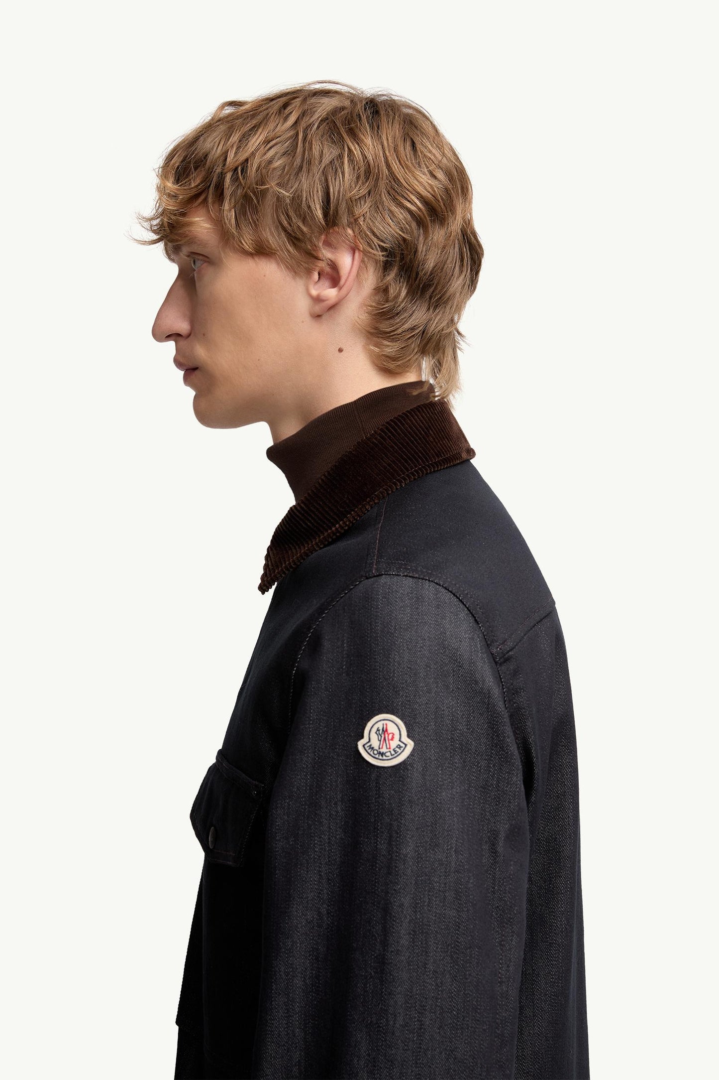 Denim Corduroy-Trimmed Shirt Jacket