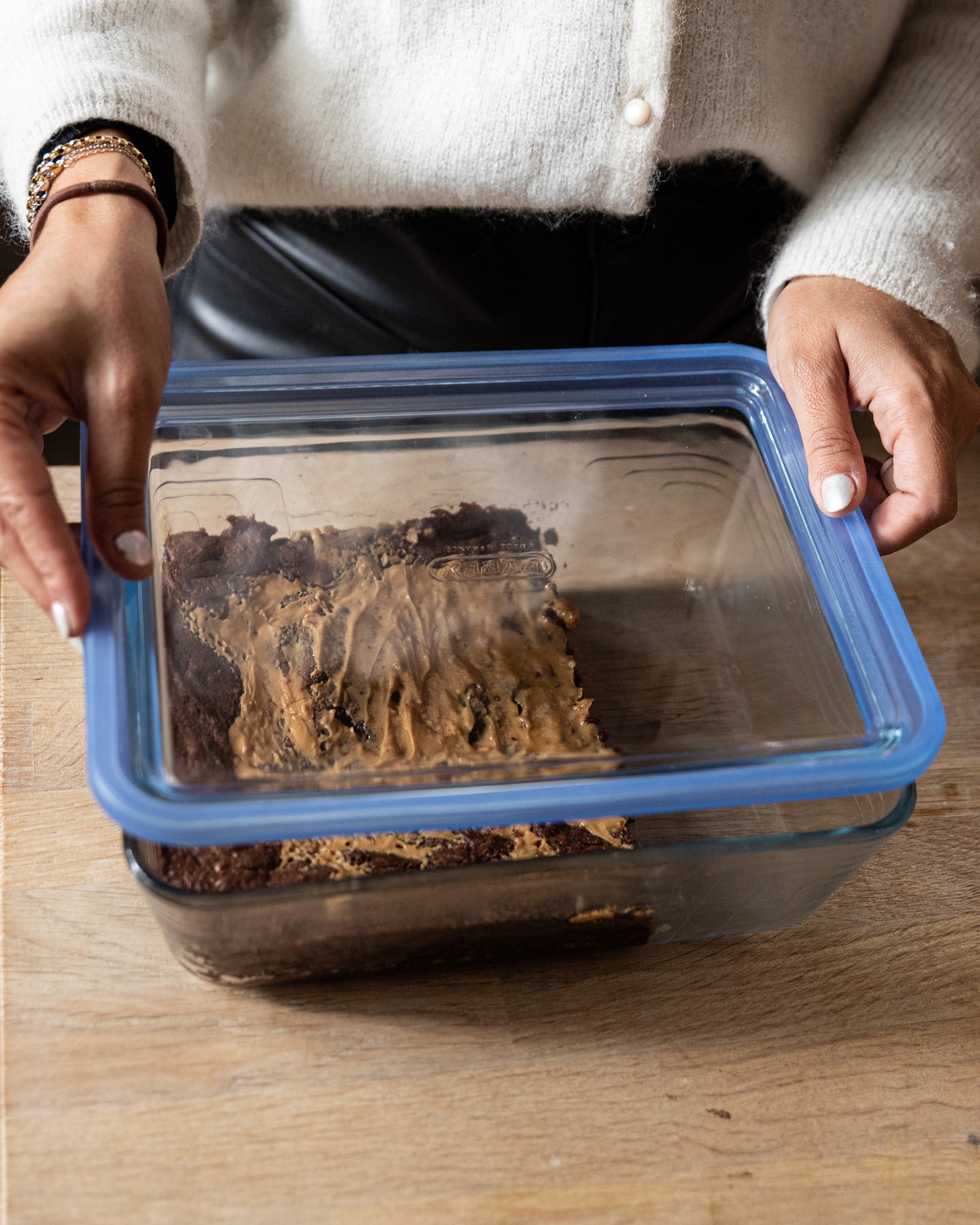 Zero Plastic - Set of 3 storage boxes with rectangular glass lid